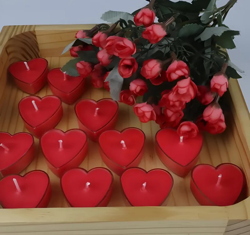 Heart Tealights Red